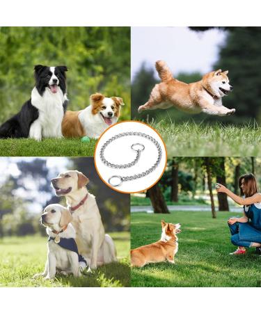 Durable Metal Choke Chain Dog Collar for Outdoor Training - Small, Medium, Large Sizes - Adjustable Silver Necklace - L 65cm, 4.0mm Diameter - Buy Online on SooperMarket.com
