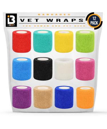 Vet Wrap Self Adhesive Bandage | Breathable Stretchable Non Woven | Size 5cm x 4.5m | Cohesive Tape for First Aid to Dogs Horses Cats Sports (12)