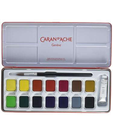 Caran d'Ache Gouache Studio 15 Assorted Colors Set in Metal Tin Multi
