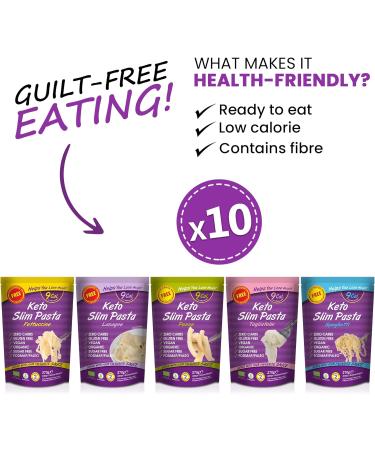 Eat Water Slim Konjac Pasta Penne Fettuccine Spaghetti Lasagne & Tagliatelle - Zero Sugar Low Calorie Keto Paleo & Vegan Diets | 2 of Each 270g - Buy Online on SooperMarket.com
