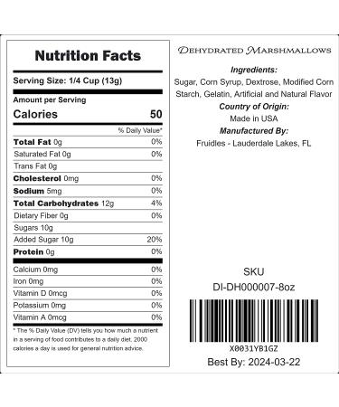 Mini Dehydrated Marshmallows - Resealable Bag, Mini Marshmallow Bits for Toppings (8 oz) - Buy Online on SooperMarket.com