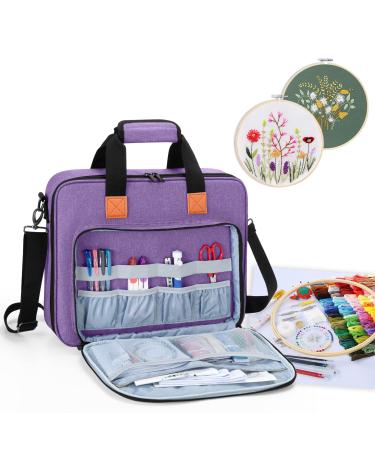 Luxja Embroidery Project Bag  Embroidery Kits Storage Bag (Bag Only)  Purple