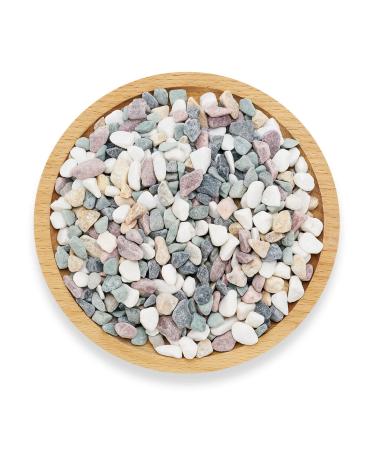 JINWOKEJI Natural Stone for Plants Small Decorative Mixed Color Pebbles Aquarium Gravel River Rock for Succulent Bonsai Cactus, 3/8", 2.2lb Multicolor