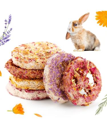 Abiz 6 pieces of rabbits cake luffa natural luffa with flower leaves guinea pig feed rabbit toys for hamsters rabbits rats chinchilla M9