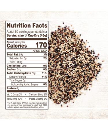 Roland Foods Organic Tri-Color Quinoa 5lb Bag - Pre-washed, Gluten-Free, Whole Grain - Pack of 1 - Buy Online on SooperMarket.com