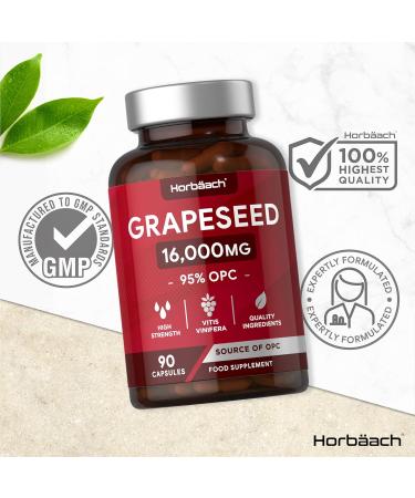 Grape Seed Extract Capsules | 16 000mg | 95% OPCs | High Strength Supplement | 90 Count | by Horbaach - Buy Online on SooperMarket.com