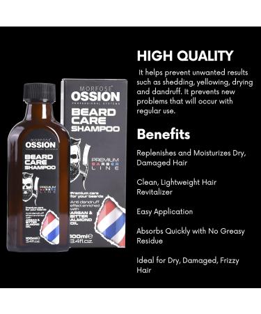 Morfose Ossion Beard Care Shampoo | Thicker Fuller Longer Beard | Reduces Itching & Redness - 100ml | International Shipping - Buy Online on SooperMarket.com