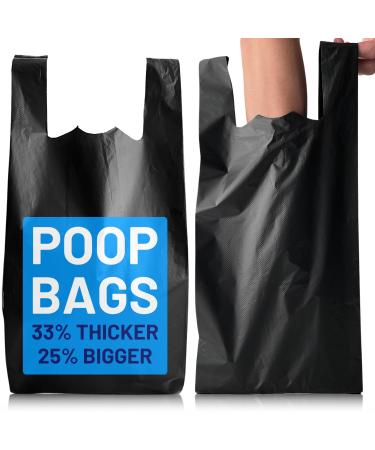 PWgoods Dog Poo Bags | 200 Pack | 33% Thicker & 25% Larger Dog Poop Bags with Tie Handles | 100% Leak Proof | Odor Free Pet Waste Disposal Bags | Discreet Opaque Black | Large Poo Bags Dogs