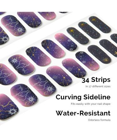 Nailog Semi Cured Gel Nail Strips - 34 Pcs Gel Nail Stickers | Buy 2 Get 1 UV Lamp | Long Lasting & Glossy Finish | Gradient Color Constellation - Buy Online on SooperMarket.com