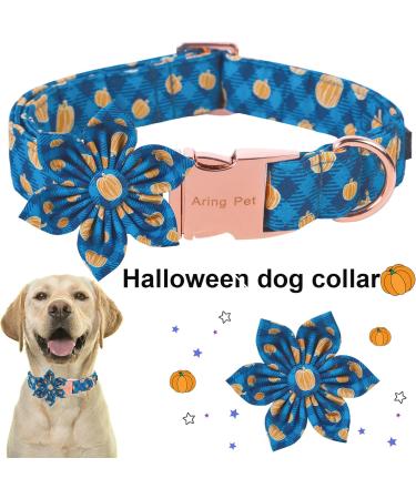 Shop Aring Pet Pumpkin Dog Hales Band - Adjustable Halloween Plaid with Flower for Small Medium Large Dogs - Perfect for Spooky Season - Buy Online on SooperMarket.com