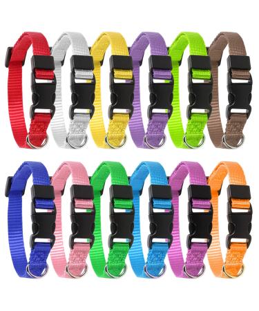 Yorgewd 12 Pack puppy neck bands adjustable dog safety ID-neck bands for puppies small dogs and cats (multicolor 21.5-33cm)