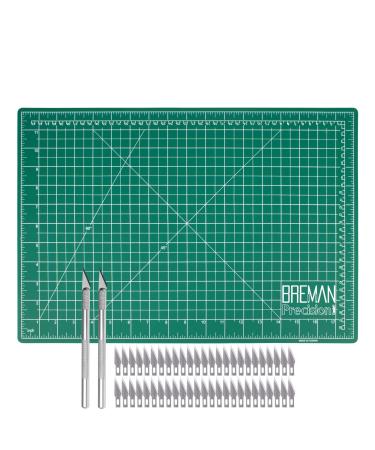 WA Portman Precision Craft Knife & Cutting Mat Set with 2-sided 12x18 Inch Self-Healing Craft Cutting Mat & 2 Precision Knives with 50 Extra Hobby Knife Blades - Hobby Mat with Craft Knife Set