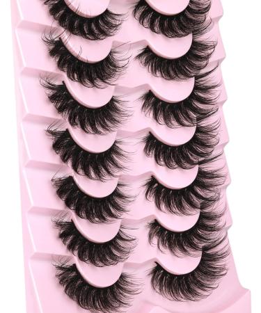 Kiromiro Faux Mink Lashes Fluffy 6D False Eyelashes 17mm Wispy Cat Eye Lashes that Look Like Extensions Strip Lashes Pack - Buy Online on SooperMarket.com