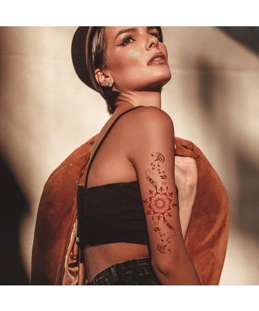 Aresvns Henna Tattoo Stickers - 9 Sheets, Waterproof Brown Henna Stickers for Women - Buy Online on SooperMarket.com