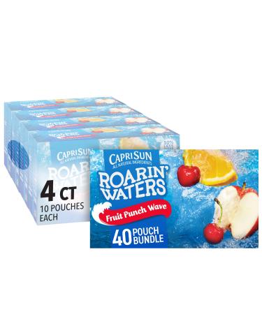 Capri Sun Roarin' Waters Fruit Punch Wave Naturally Flavored Water Beverage (40 ct Pack, 4 Boxes of 10 Pouches)