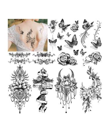 Cerlaza Fake Tattoos That Look Real and Last Long  Hand Arm Tattoos Temporary for Women Daily Body Makeup  30 Styles Waterproof Butterfly Flowers Tattoo Stickers