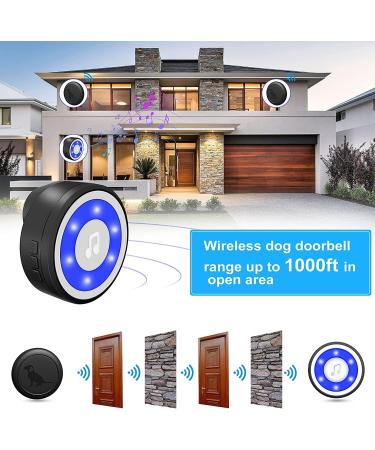 Buy MYPIN COURST HOUSE TRING Celbn - IP65 Waterproof Dog Door Bell with 20 Ringtones & 4 Modes LED Flash | 1 Receiver + 2 Transmitters (PET0172) - Buy Online on SooperMarket.com