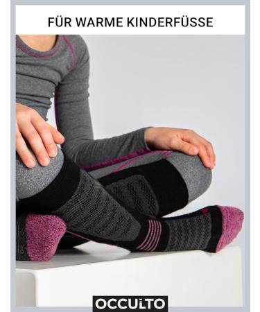 Occulto Children's Ski Socks 2-Pack (Charlie Model) - Size 31-34 Pink-Black | Perfect for Winter Sports - Buy Online on SooperMarket.com