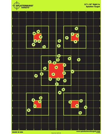 12"x18" Sight in Splatterburst Target - Instantly See Your Shots Burst Bright Florescent Yellow Upon Impact! 25 pack