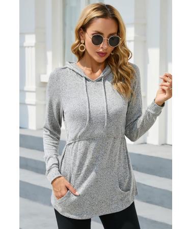 Sosolism Women's Nursing Hoodie | Maternity Breastfeeding Top | Long Sleeve Pregnancy Sweatshirt | XL Light Grey - Buy Online on SooperMarket.com