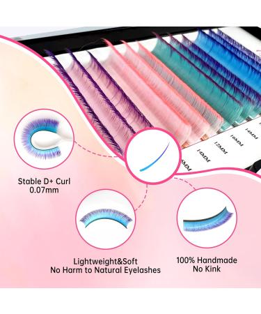 DIY Colored Gradient Lash Extensions 4 Colors Easy Fan 0.07mm D Curl 12mm 14mm 16mm Rainbow Eyelash Faux Mink Volume Eyelashes for Home and Salon Use Beauty7 - Buy Online on SooperMarket.com