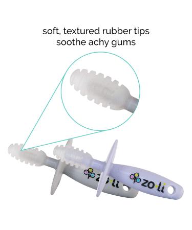ZoLi Chubby Gummy Teether 2-Pack | Lilac/Grey BPA Free Teething Stick for Baby Teething Relief - Buy Online on SooperMarket.com