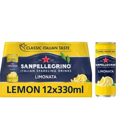 San Pellegrino Italian Sparkling Drinks Classic Taste Original Sparkling Lemon Canned Soft Drink 12 x 330ml