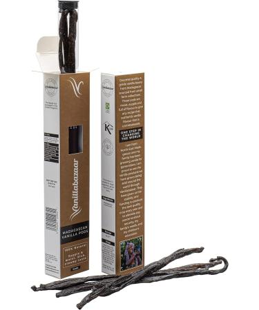 Sustainable Grade A Madagascan Vanilla Beans - 10 Bourbon Gourmet Pods in Resealable Tube for Chefs & Home Baking - 2 x 5 Pod Tubes - Buy Online on SooperMarket.com