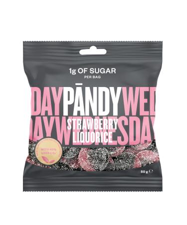 PANDY Candy STRAWBERRY LIQUORICE - Classic Liquorice with a bursting Strawberry Flavour Gummy Candies Bag Only 1g Sugar & 80 Calories 14x50g STRAWBERRY LIQUORICE 14x50g