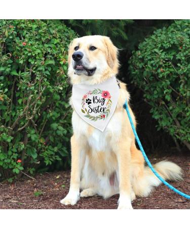 NTKIO Big Sister Pet Dog Bandana - Funny White Flower Pattern Plaid Cotton for Pregnancy Announcement and Gender Reveal - Dog Lovers Gift - Buy Online on SooperMarket.com