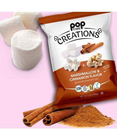 Poptime Creations Popcorn - Marshmallow & Cinnamon, 5oz (6 Pack) | Vegan, Gluten-Free, Non-GMO, Kosher - Buy Online on SooperMarket.com