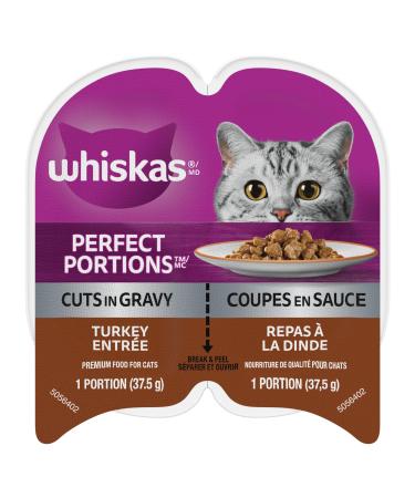 WHISKAS Perfect Portions Wet Cat Food Cuts in Gravy - Turkey - 75g (24 Pack) Cuts in Gravy Turkey 75 g (Pack of 24)