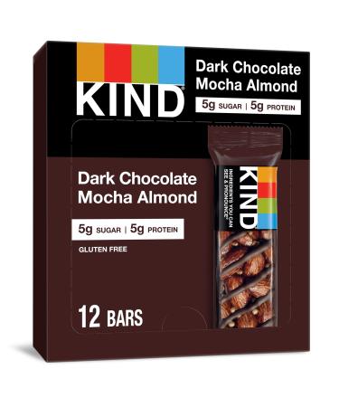 KIND Healthy Snack Bar Dark Chocolate Mocha Almond 5g Sugar  5g Protein Gluten Free Bars 1.4 OZ 12 Count