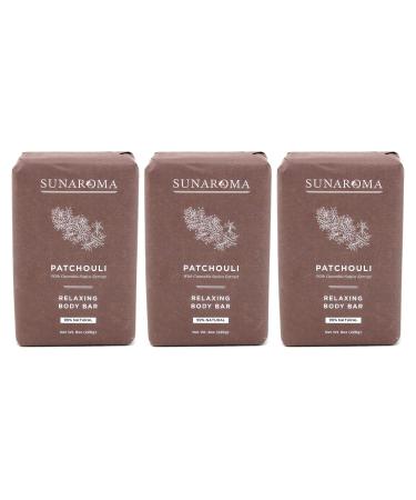 Sunaroma Soap Bar Patchouli 8 Ounce (236ml) (3 Pack)