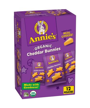 Annie's Organic Cheddar Bunnies Baked Snack Crackers, 12 ct, 1 Ounce (Pack of 12) Snack Crackers Original Cheddar 1 Ounce (Pack of 12)