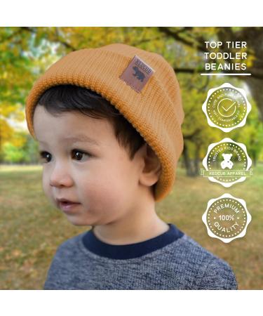 RED CUB Toddler Baby Beanie | Unisex Acrylic Knit Winter Hat | Mustard Yellow 12-36 Months - Buy Online on SooperMarket.com