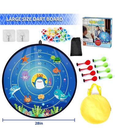 Kids Dart Board Game Set - Large Double Sided 28 with 16 Sticky Balls and 8 Darts | Indoor/Outdoor Party Game Toys | Birthday Gifts for Boys Girls 3-12 Years Blue - Buy Online on SooperMarket.com