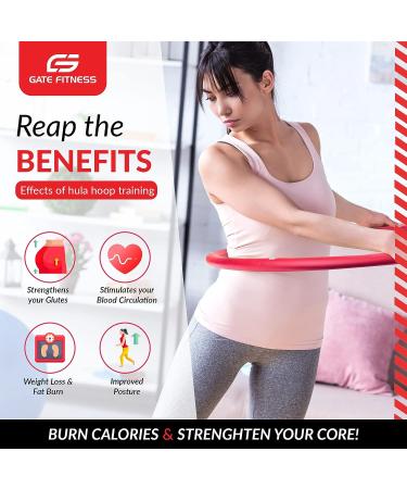 Gate Fitness Weighted Hula Hoop 3.1 lb for Adult Weight Loss - Red-Black 8 Segment Ring with Soft Foam Padding - Indoor/Outdoor Core Workouts for Fat Burning - Buy Online on SooperMarket.com