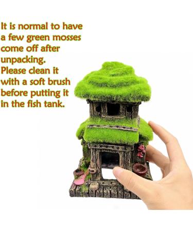 M2cbridge Aquarium Decorations Fish Hideout House Betta Cave with Green Lifelike Moss (Style 3) - Buy Online on SooperMarket.com
