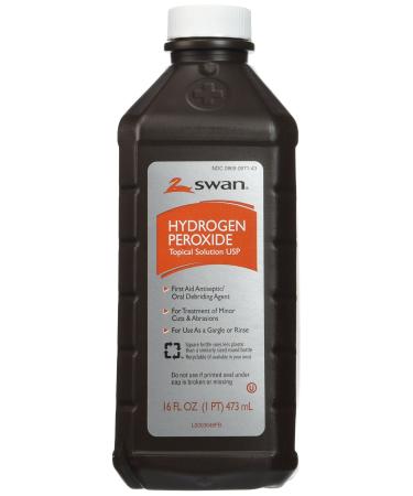 Swan Hydrogen Peroxide Solution First Aid Antiseptic Oral Debriding Agent 16 Fl Oz (Pack of 2)