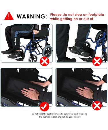 LIVINGbasics Light Weight Transport Wheelchair With Hand Brakes 17.7-Inch Wide Seat Foldable Support Weight Upto 220 Lbs - Buy Online on SooperMarket.com
