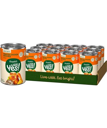 Campbell's Well Yes! Well Yes! Campbell's Roasted Chicken with Rice Soup, 13 Grams of Protein, 16.3 Ounce Can,195.6 Oz, (Pack of 12)