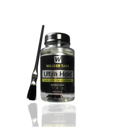 Ultra Hold Hair System Adhesive 3.4oz w/Wig Glue Brush Applicator Saver Bundle Pack | Toupees Front Bonding Wigs Weave Active Lace Glue | Super Bold Hold Lace Adhesive