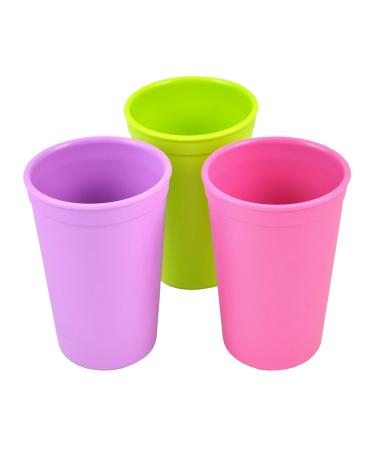 Re Play Made in the USA Drinking Cups for Baby and Toddler Feeding in Lime  Bright Pink & Purple|BPA FREE| Dishwasher Safe|Microwave Safe |Made from Eco Friendly Recycled Milk Jugs| Butterfly (3PK)