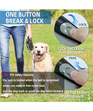 Etechydra Dog Retractable Leash 5m/16ft Gray - Heavy Duty Nylon Tape Leash with Anti-Bite Steel Chain for Medium Large Dogs - Buy Online on SooperMarket.com