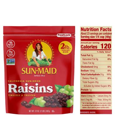 Sun-Maid California Raisins 64oz - 2 Packs of 32oz Resealable Bags - Buy Online on SooperMarket.com