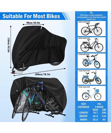 Outdoor Waterproof Bike Cover for 1-3 Bikes | Heavy Duty Ripstop Storage with Reflective Strips - Anti Dust, Rain, Snow, UV | Mountain & Road Bikes | Black - Buy Online on SooperMarket.com