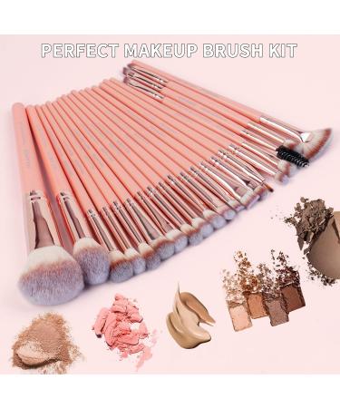 20pcs Professional Makeup Brush Set - Travel Kabuki & Eyeshadow Brushes with Gift Box | Pink Cosmetic Brush Set for Foundation & Concealer - Buy Online on SooperMarket.com