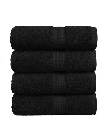 Bath Sheets Bathroom Towel Set- 4 Pack 100% Cotton Extra Large Bath Towels, Oversized Bath Towels, Luxury Bath Towels Large Bathroom Set, Shower Towels Bath Towel Sets for Bathroom, 35x66 - Black 4 Piece Bath Sheet Black