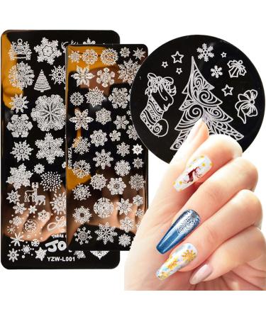 Sanwood Nail Stamping Plate - Clear Engraved Xmas Patterns | Stainless Steel Nail Art Template Tool Kit for Manicure - Style 5 - Buy Online on SooperMarket.com